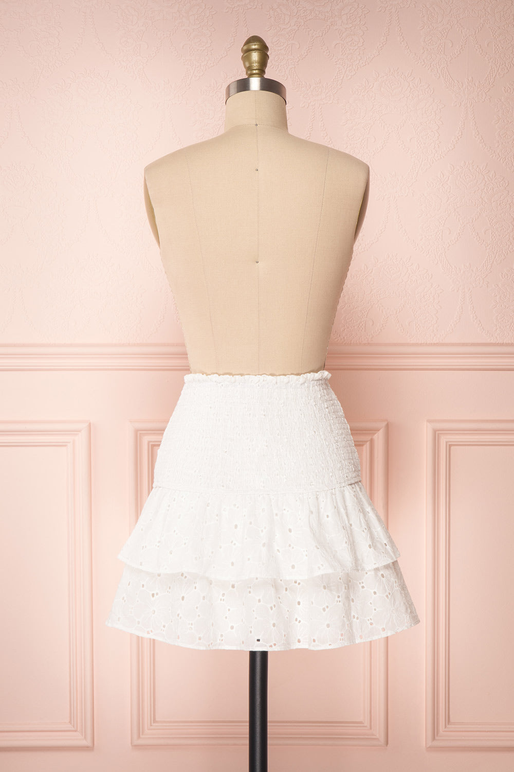 Edithe White Lace Layered Mini Skirt BACK VIEW | Boutique 1861