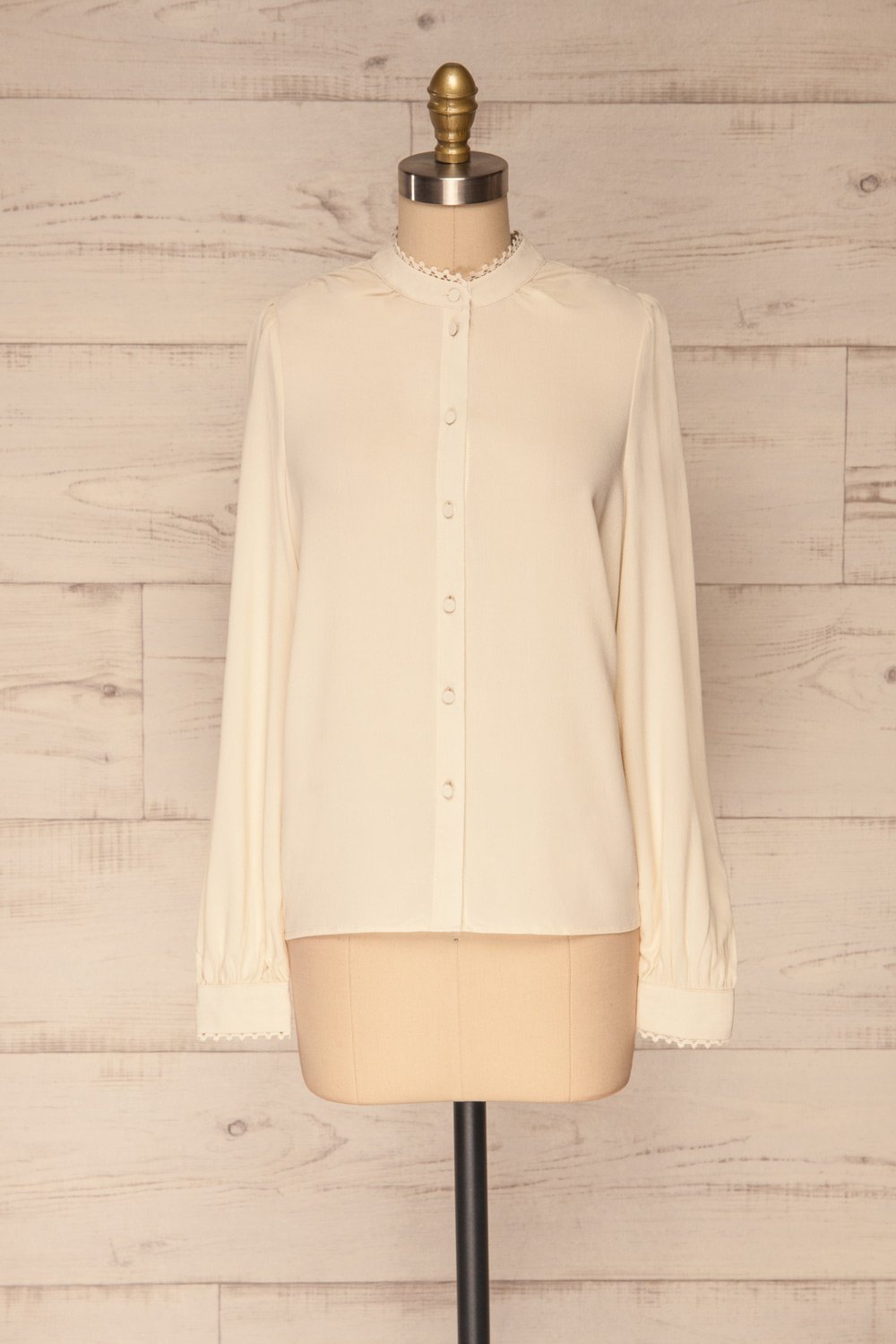 Egaleo Beige Button-Up Blouse | La petite garçonne plus