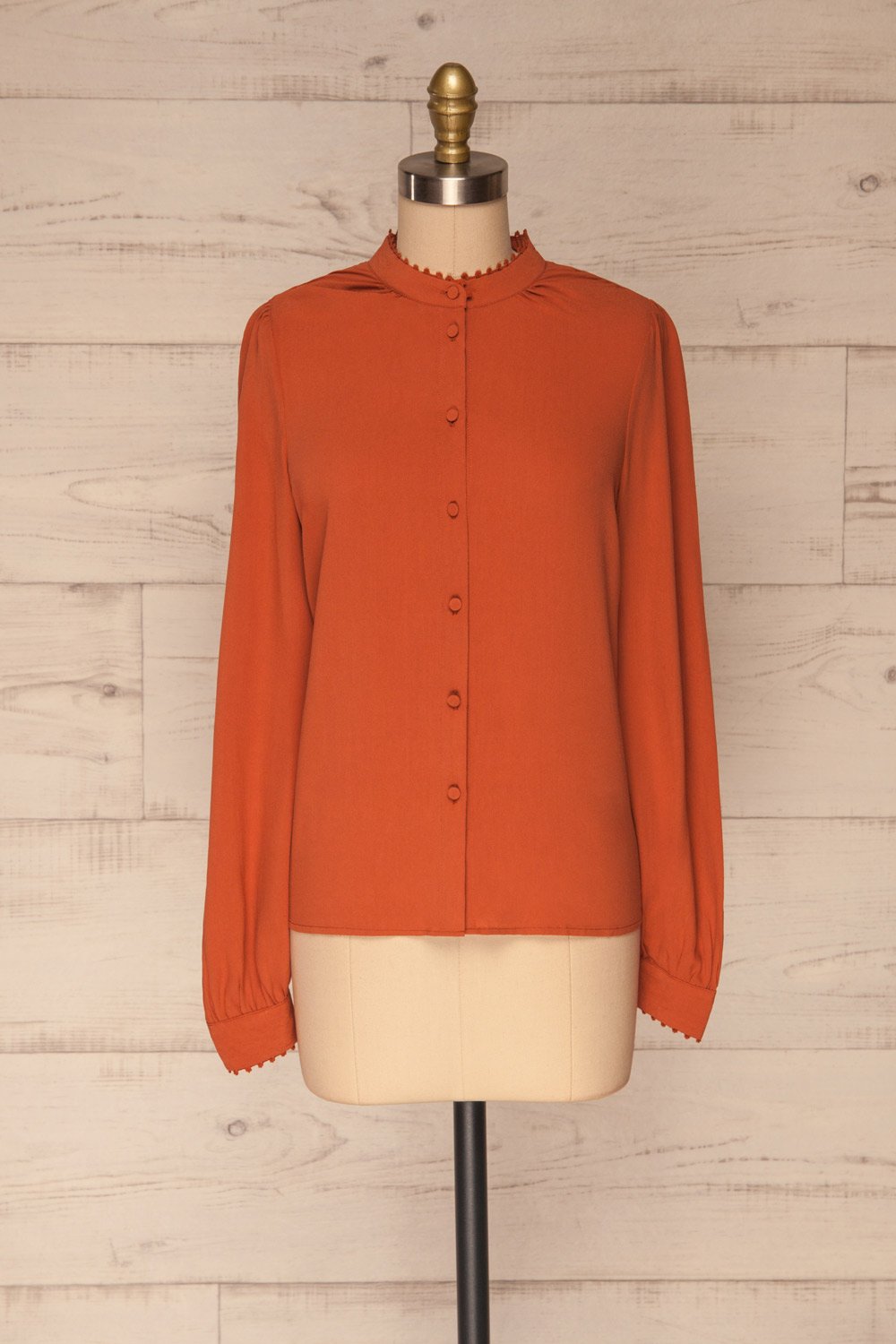 Egaleo Rust Orange Button-Up Blouse | La petite garçonne plus