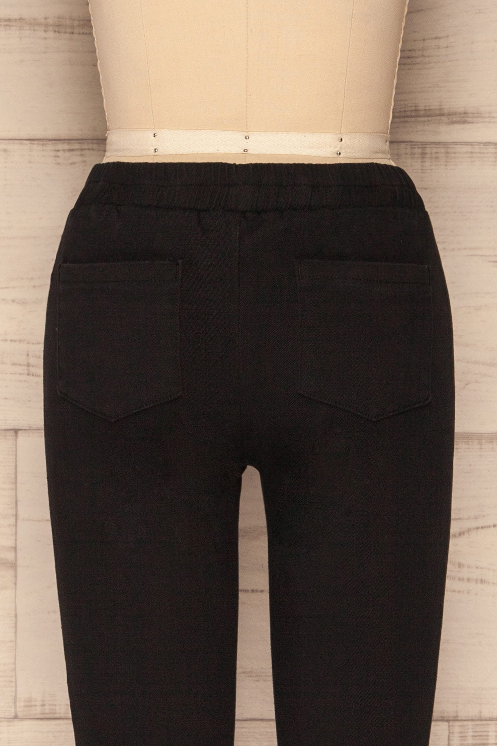 Eggum Coal Black Fitted Denim Pants | BACK CLOSE UP | La Petite Garçonne