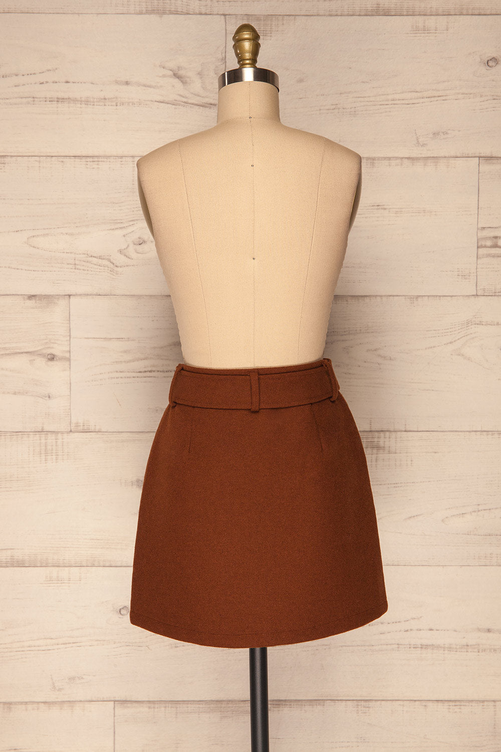 Egtehaug Marron Brown Felt Mini Skirt | La Petite Garçonne back view