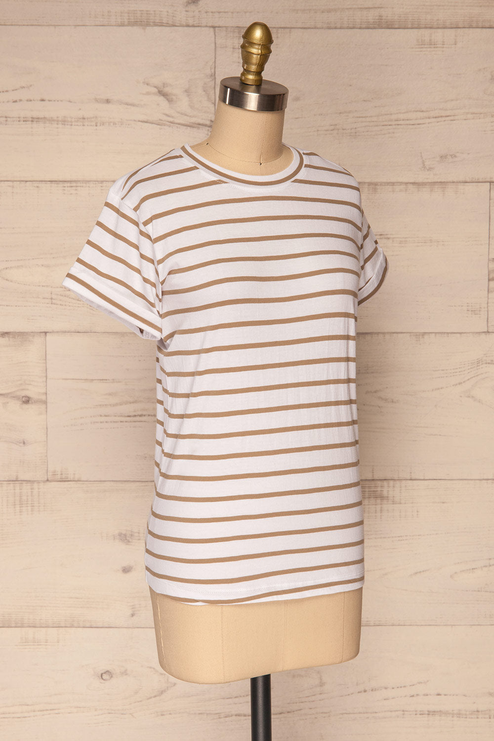 Eidbu Taupe White T-Shirt w/ Stripes | La petite garçonne side view