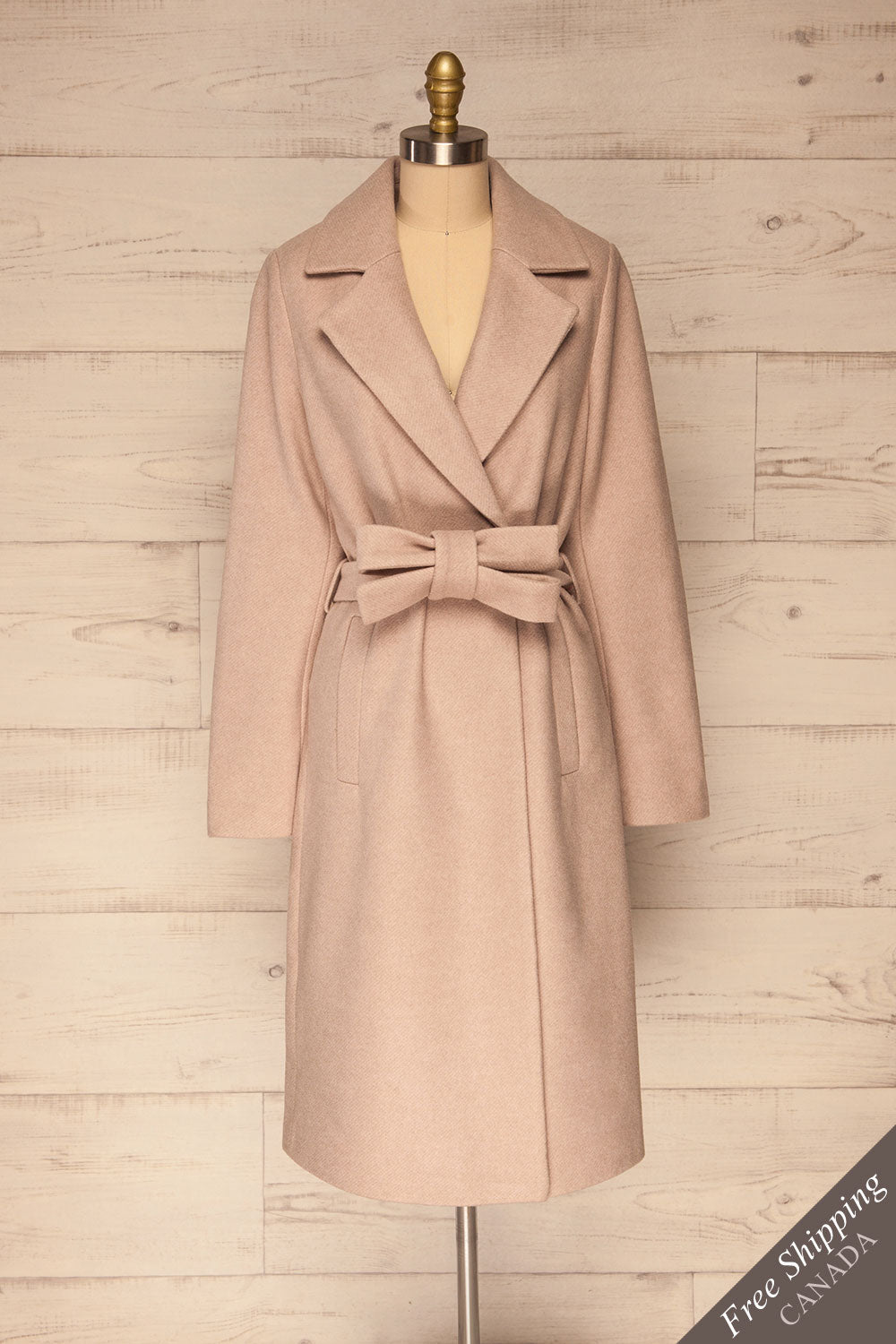 Eidebukta Beige Long Wool Coat | La petite garçonne front view