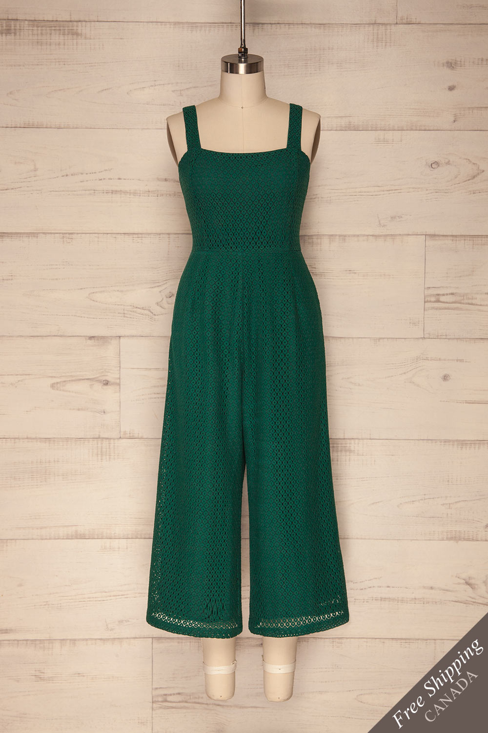 Eidsvaag Emerald Green Lace Sleeveless Jumpsuit | La Petite Garçonne front view