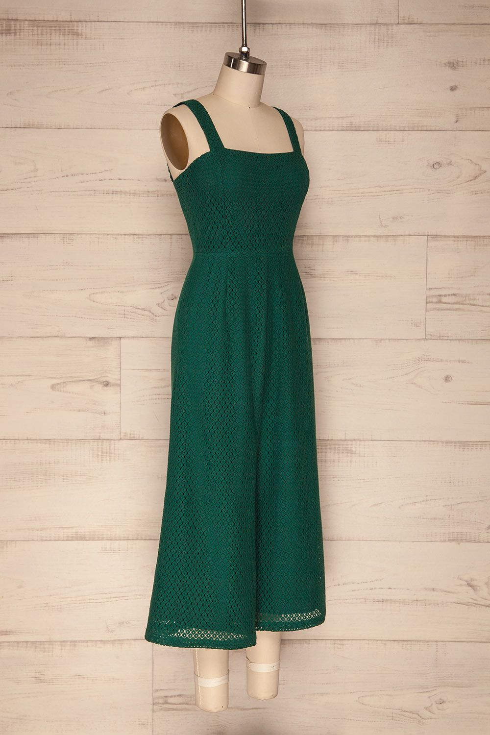 Eidsvaag Emerald Green Lace Sleeveless Jumpsuit | La Petite Garçonne side view