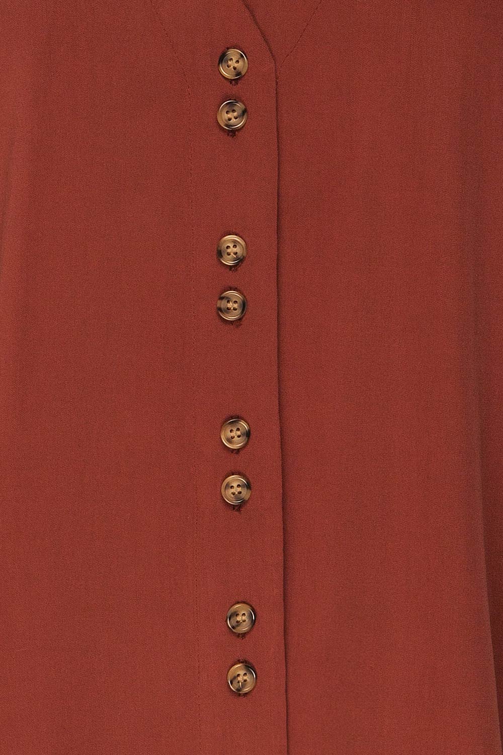 Eidsvolt Orange V-Neck Short Sleeve Shirt | La petite garçonne fabric