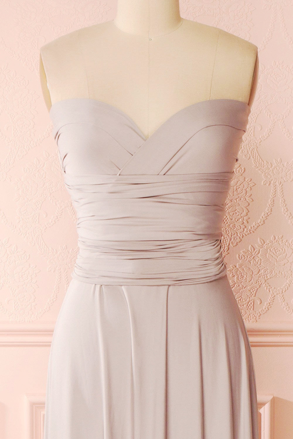 Elatia Lune Gray Convertible Infinity Dress | Boudoir 1861 sweetheart close-up