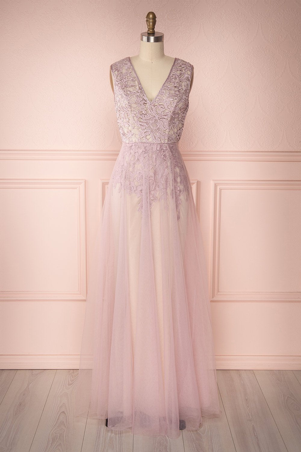 Emmylou Lilac & Beige Lace Mermaid Gown | Boutique 1861