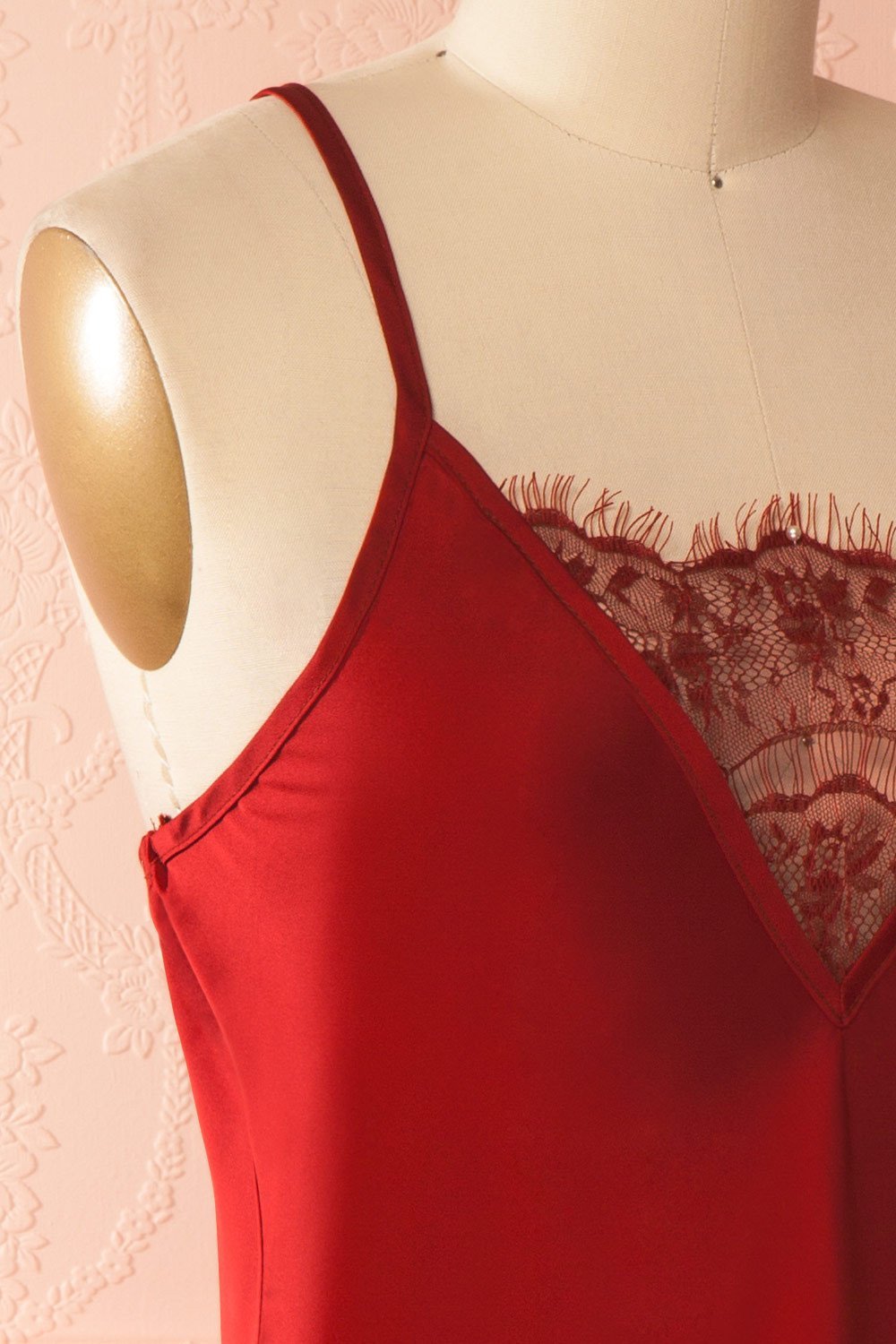 Erich Passion Red Satin & Lace Slip Dress | Boutique 1861
