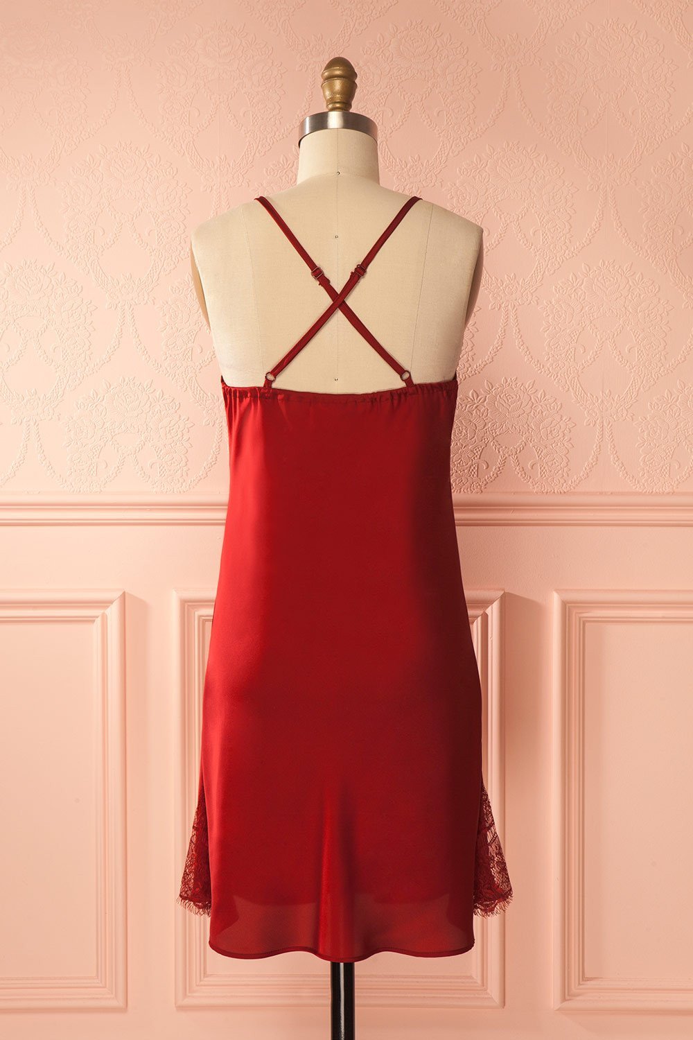 Erich Passion Red Satin & Lace Slip Dress | Boutique 1861