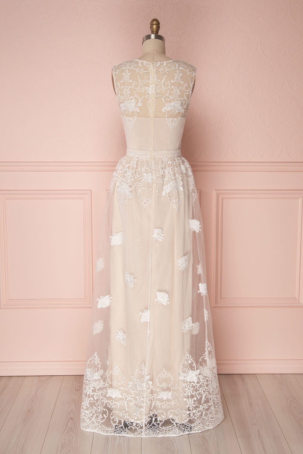 Ermanda | Beige and White Bridal Dress