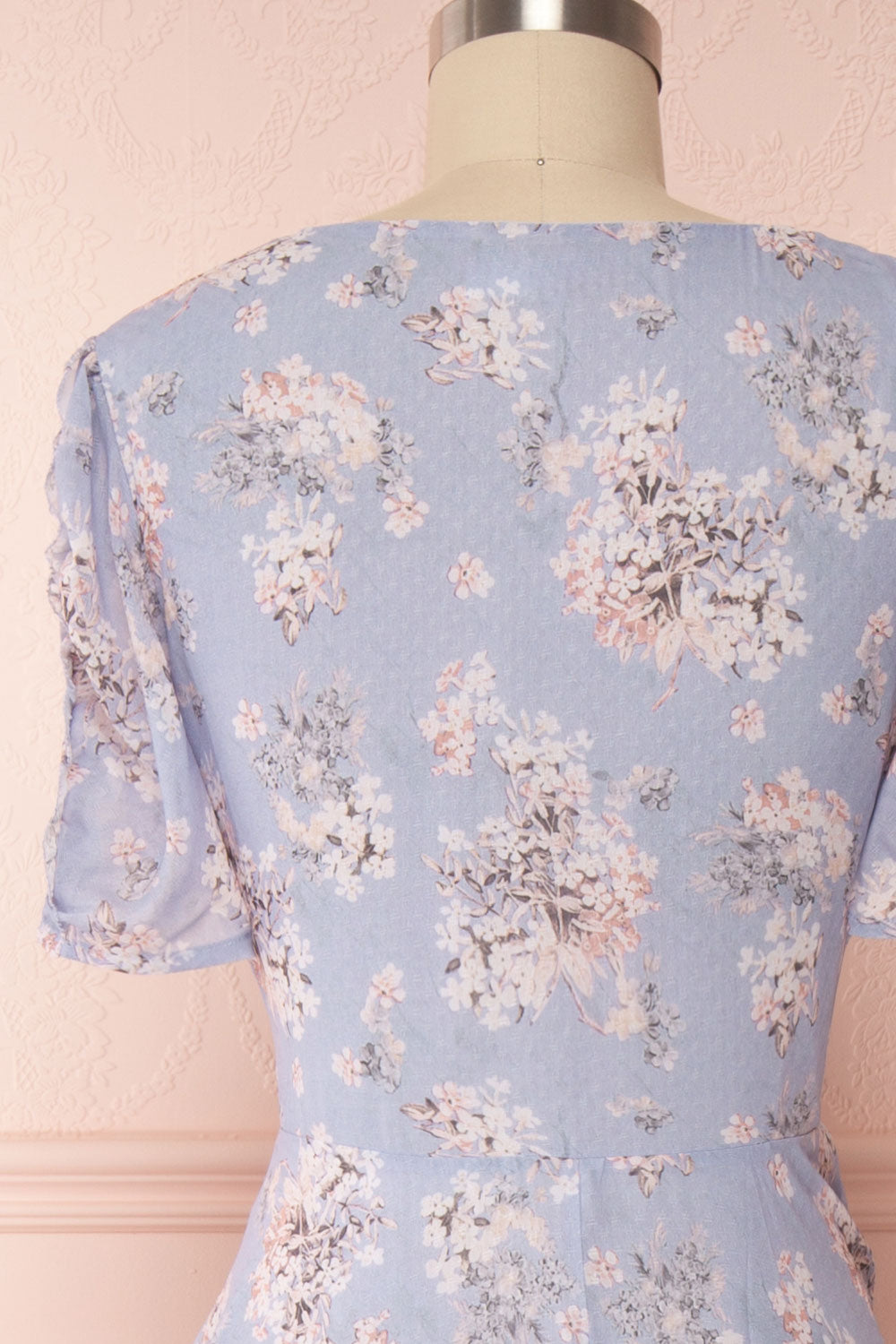 Espella Lilac Floral Buttoned Maxi Dress | Boutique 1861 back close up