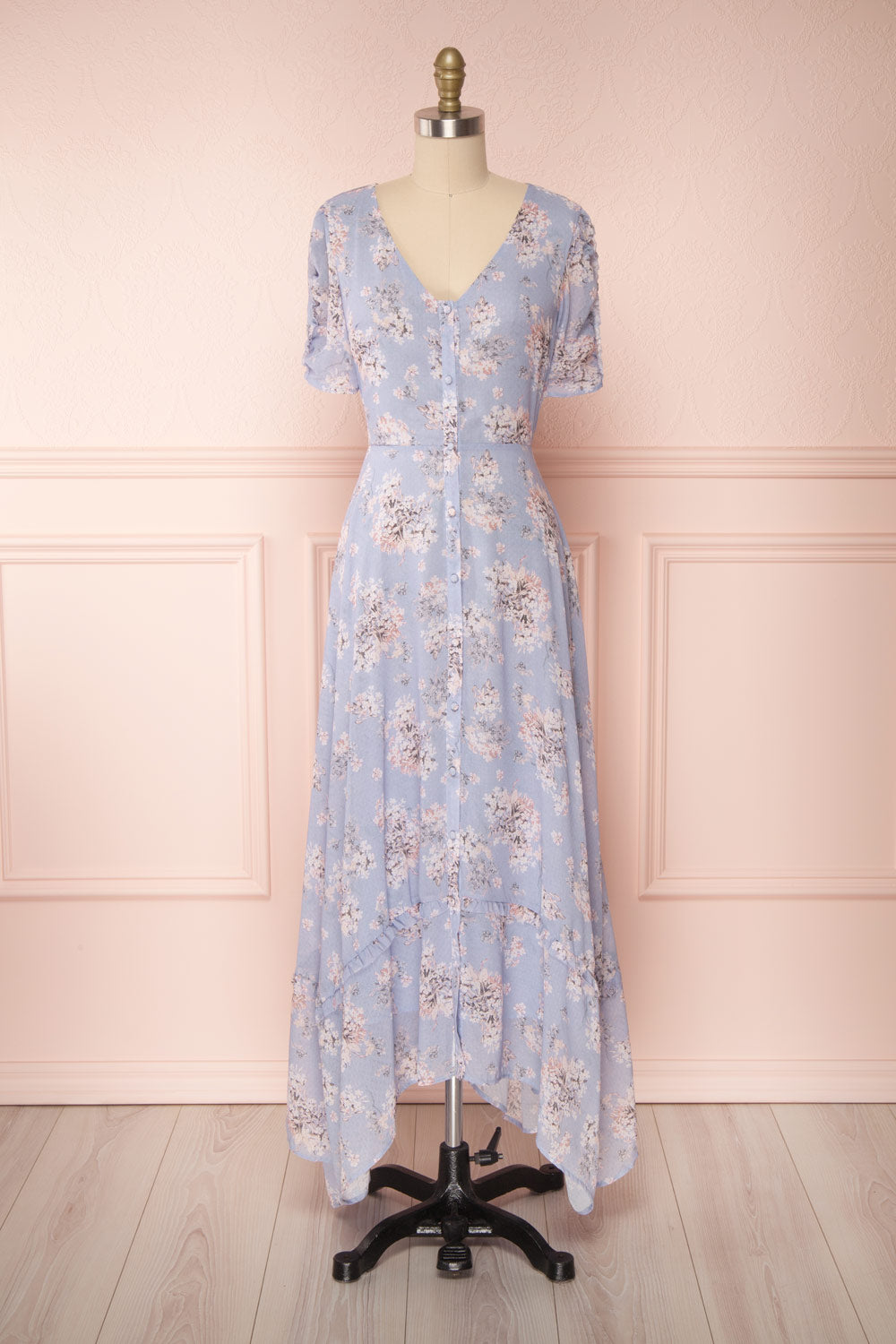 Espella Lilac Floral Buttoned Maxi Dress | Boutique 1861 bottom