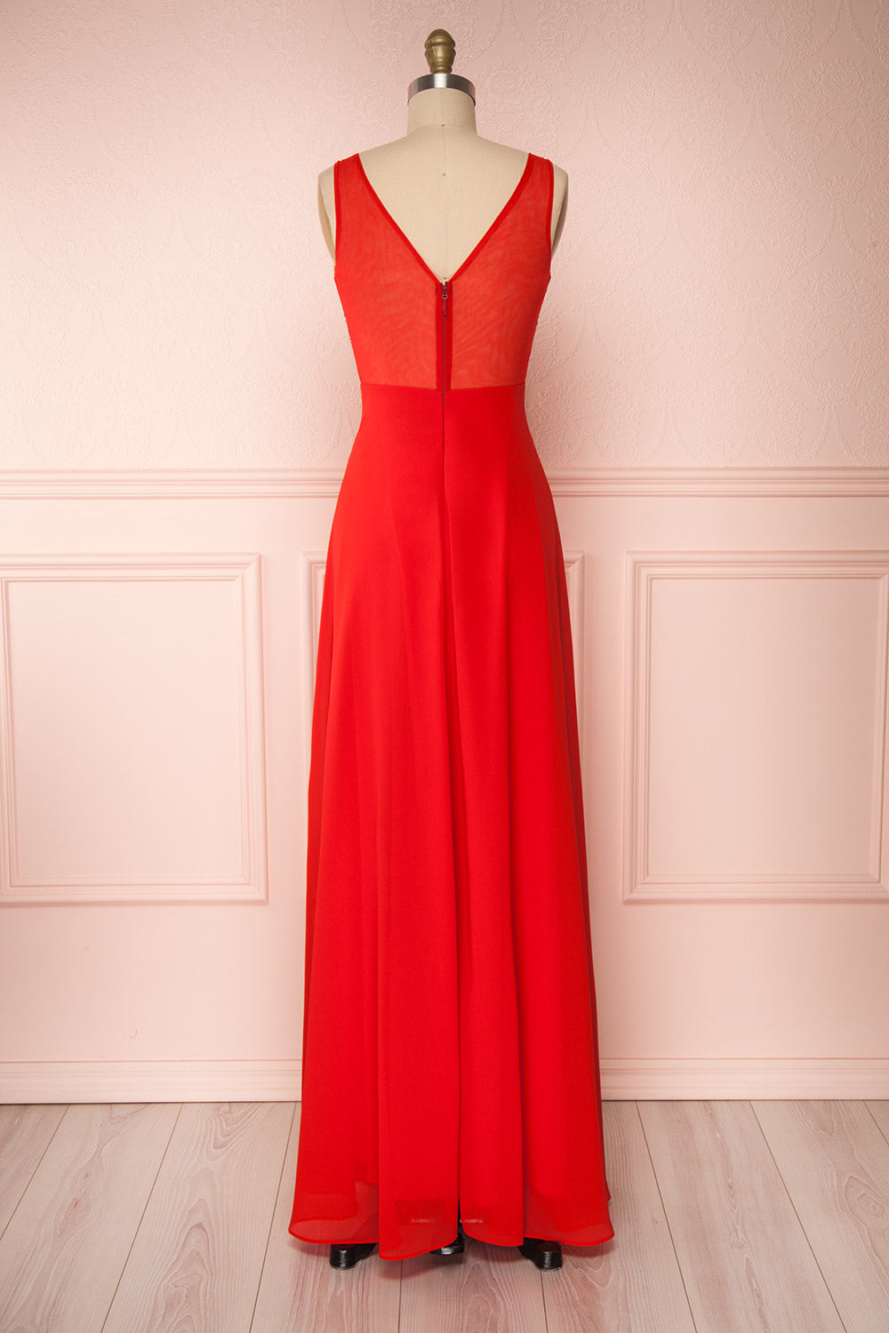 Esther Red Maxi Prom Dress with Slit | Boutique 1861 back view