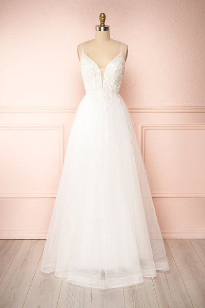 Eugeny White Beaded A-Line Bridal Dress | Boudoir 1861 front view