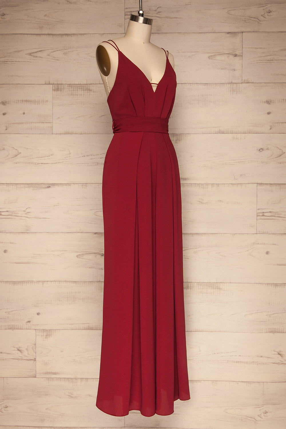 Evje Burgundy Wide Leg Jumpsuit | La Petite Garçonne side view