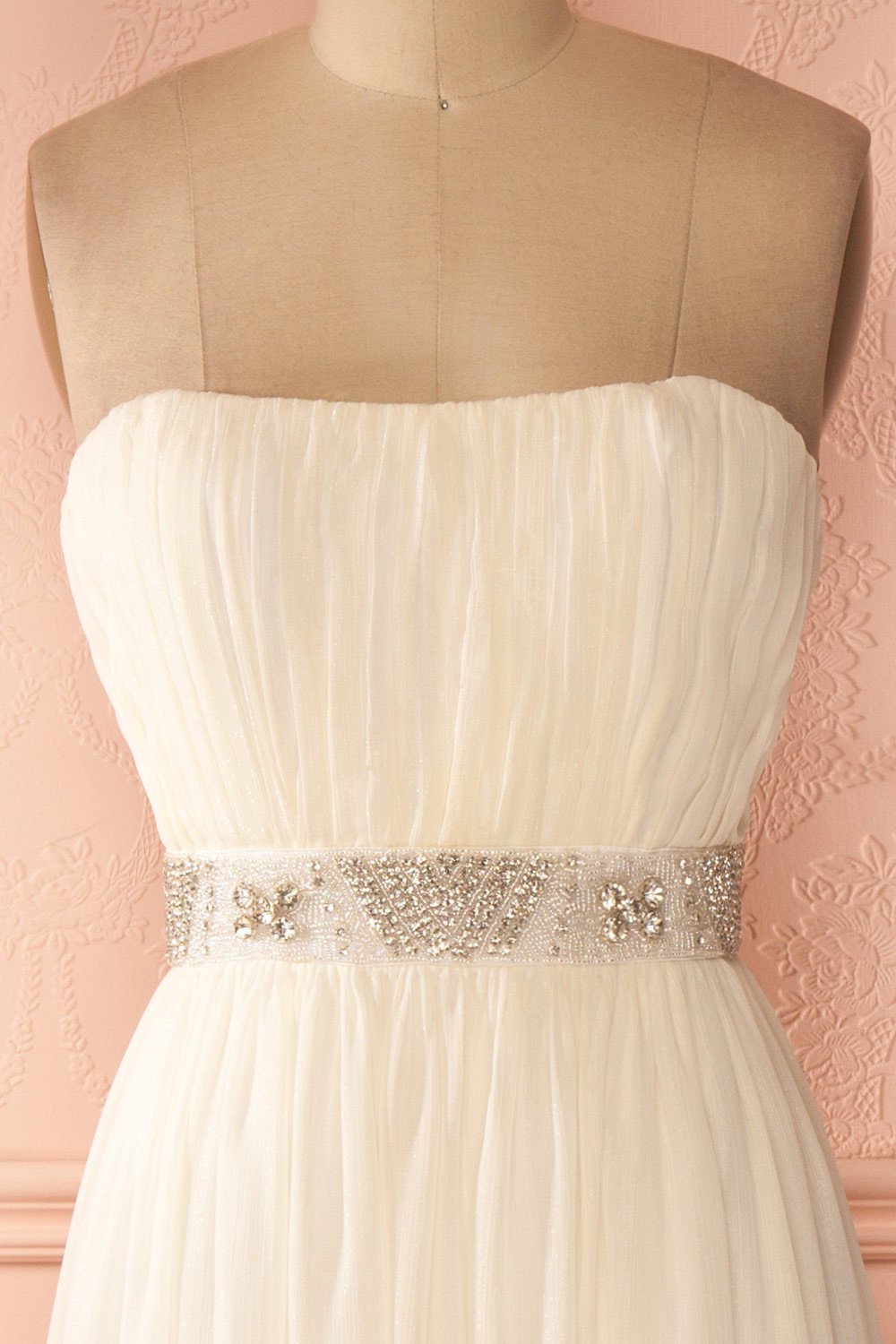 Ezechielle | Robe Maxi Ivoire à Ceinturre Scintillantte