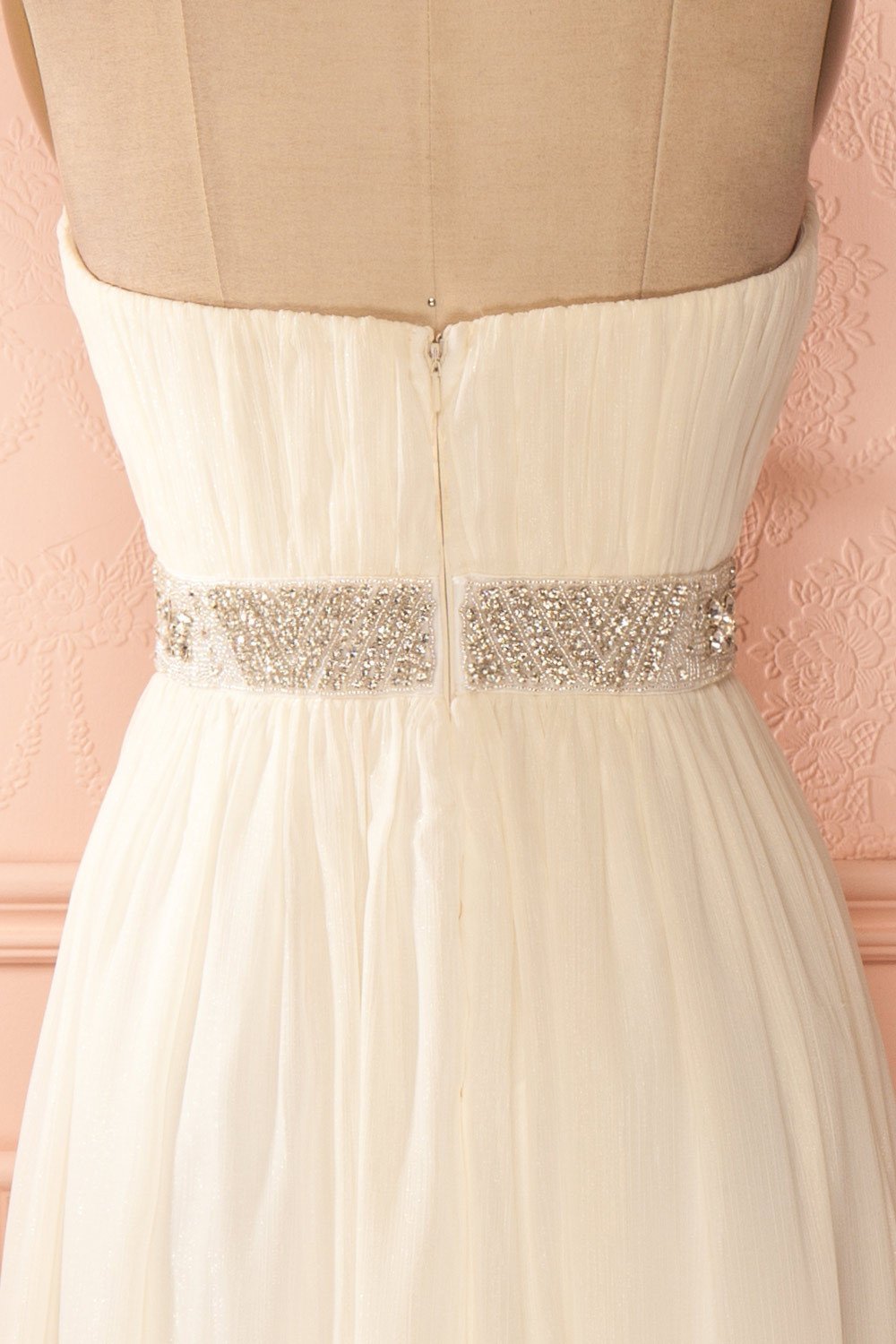 Ezechielle | Robe Maxi Ivoire à Ceinturre Scintillantte