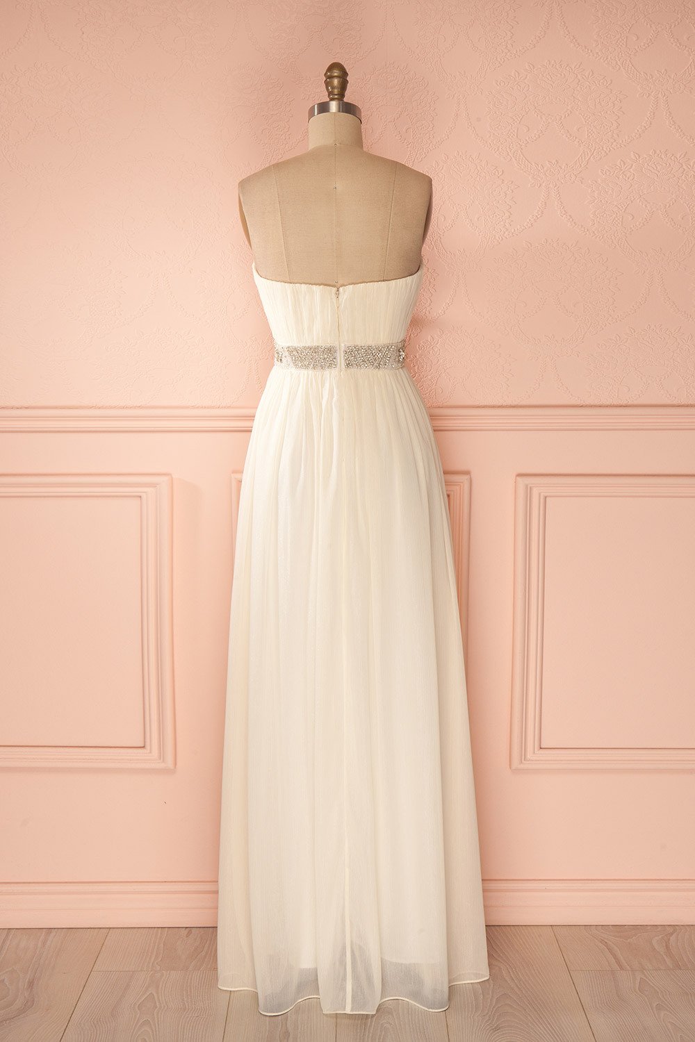 Ezechielle | Robe Maxi Ivoire à Ceinturre Scintillantte