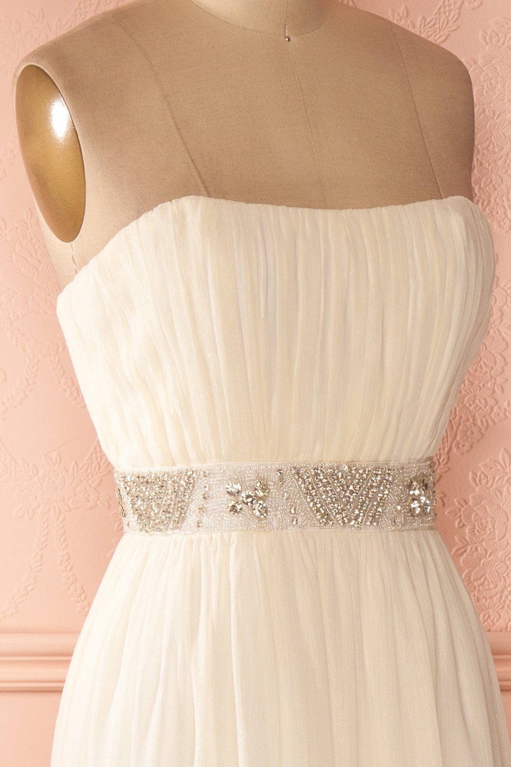 Ezechielle | Robe Maxi Ivoire à Ceinturre Scintillantte