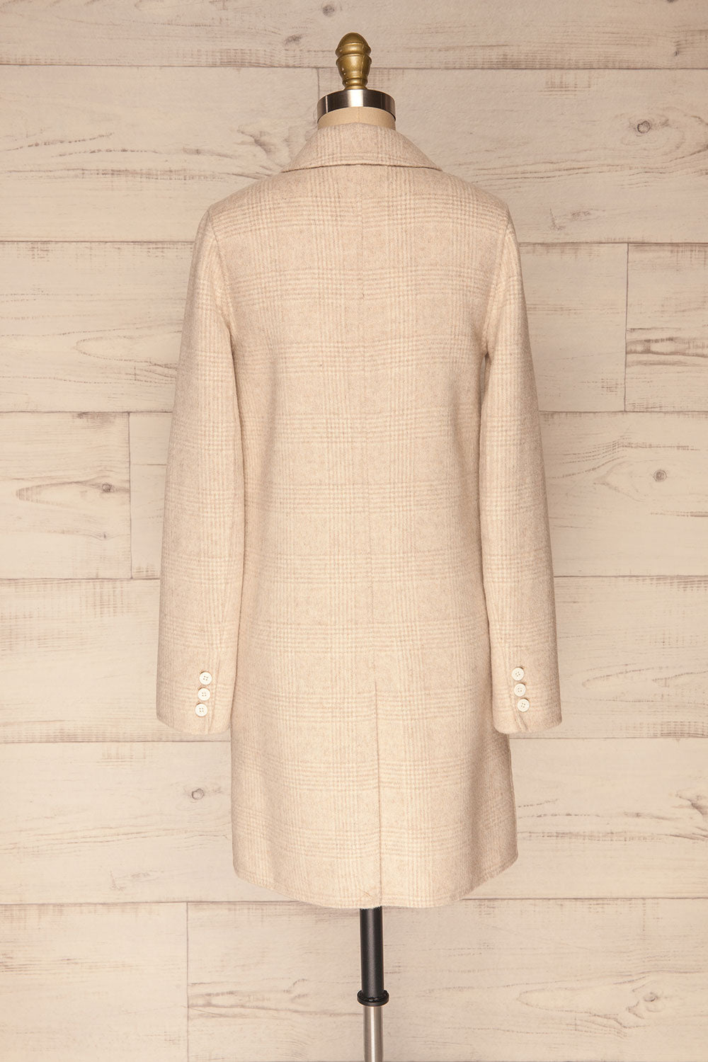 Ezme Beige Checkered Felt Coat | La Petite Garçonne back view