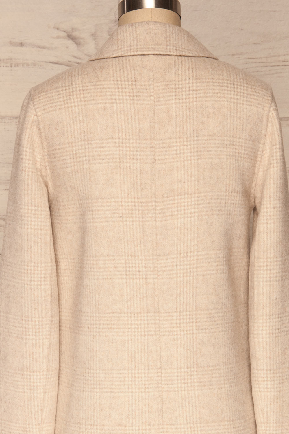Ezme Beige Checkered Felt Coat | La Petite Garçonne back close-up