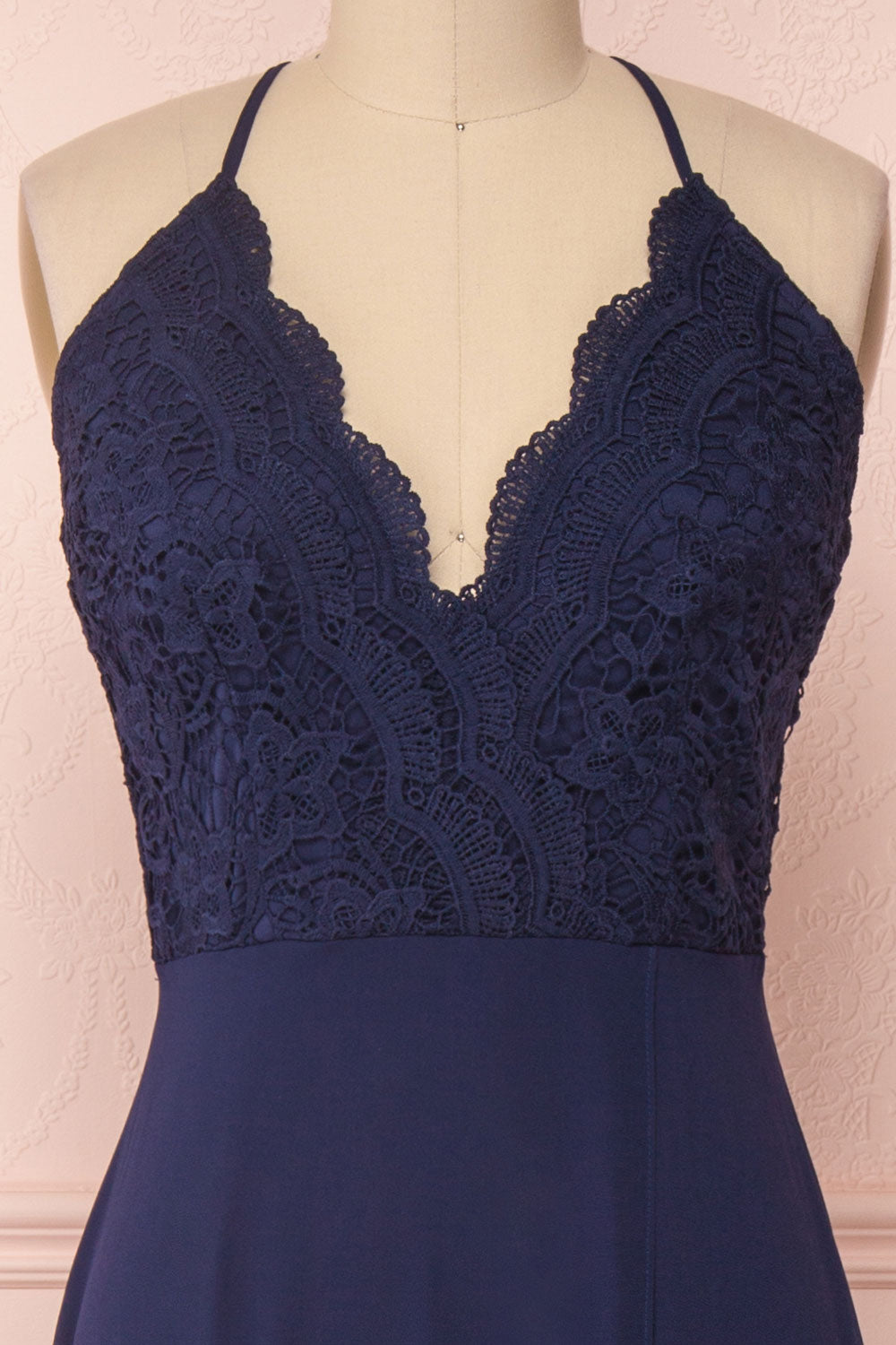 Fabia Navy Blue Lace & Chiffon Bridesmaid Dress | Boudoir 1861 close-up
