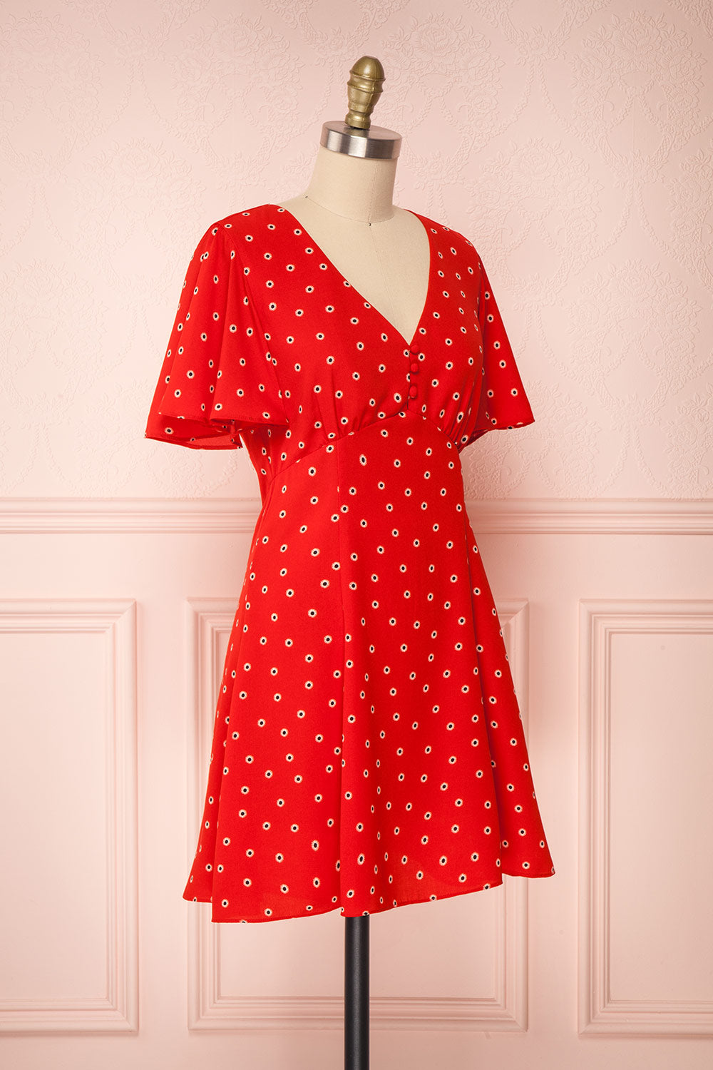 Fadeyka Red Floral A-Line Cocktail Dress | SIDE VIEW | Boutique 1861