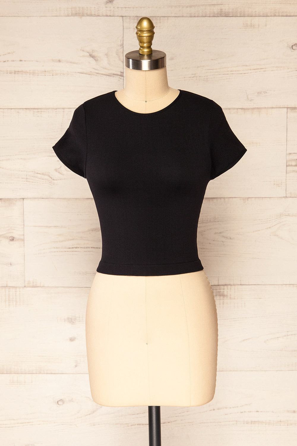 Fafe Black Fitted Cropped T-Shirt | La petite garçonne front view