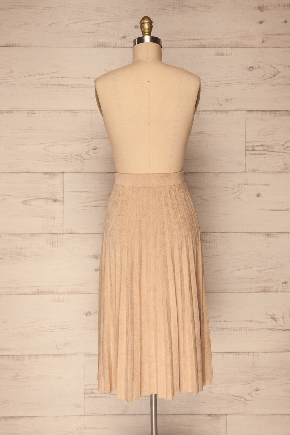 Fagerhaug Beige Pleated Midi Skirt | La petite garçonne back view