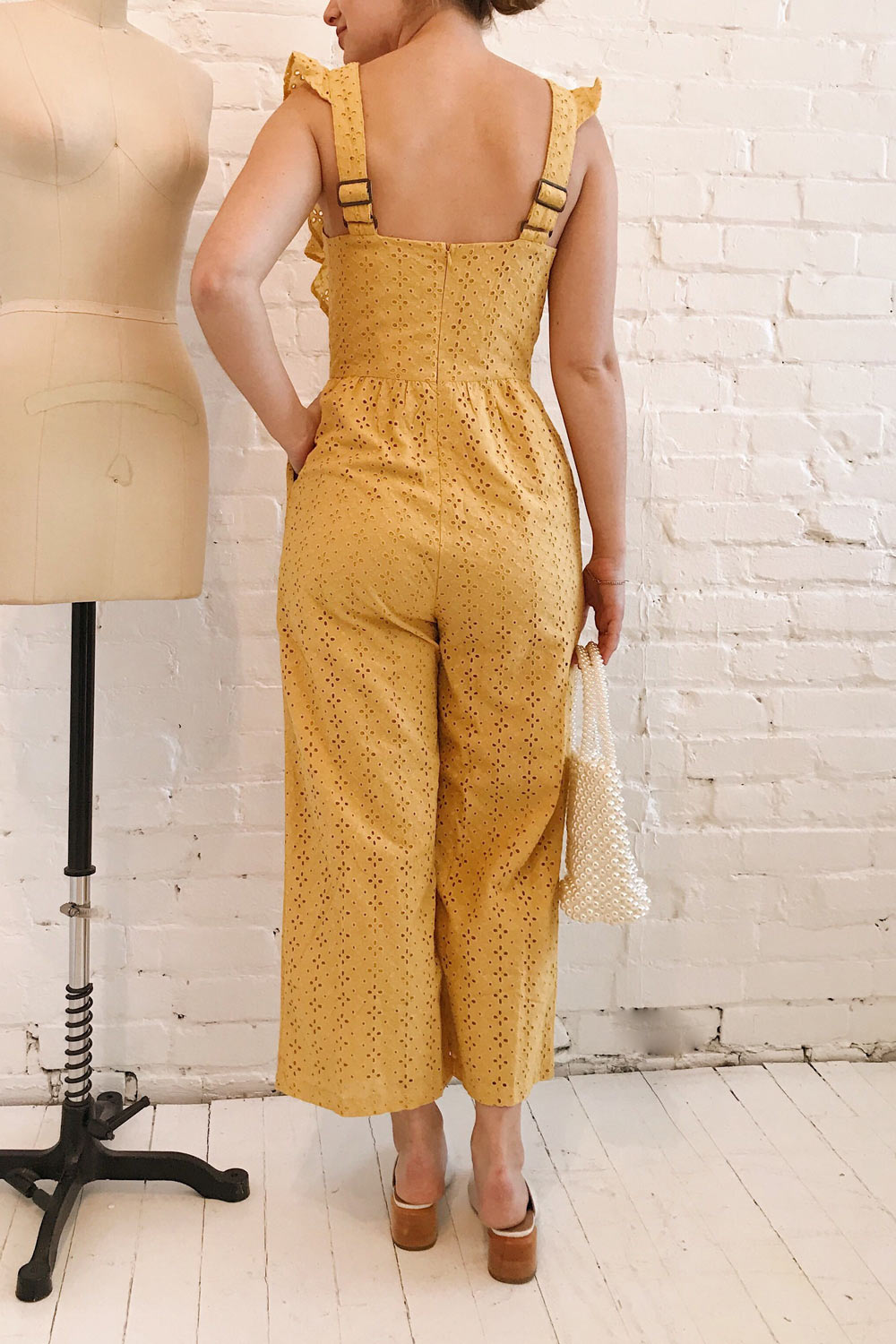 Fagervik Yellow Wide Leg Jumpsuit | La petite garçonne model back