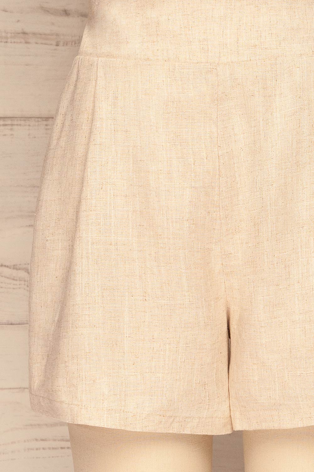 Fagradal Beige Linen High Waist Shorts | La petite garçonne bottom