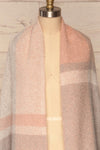 Falkenberg Grey & Pink Large Fuzzy Scarf| FRONT CLOSE UP VARIANT | La Petite Garçonne