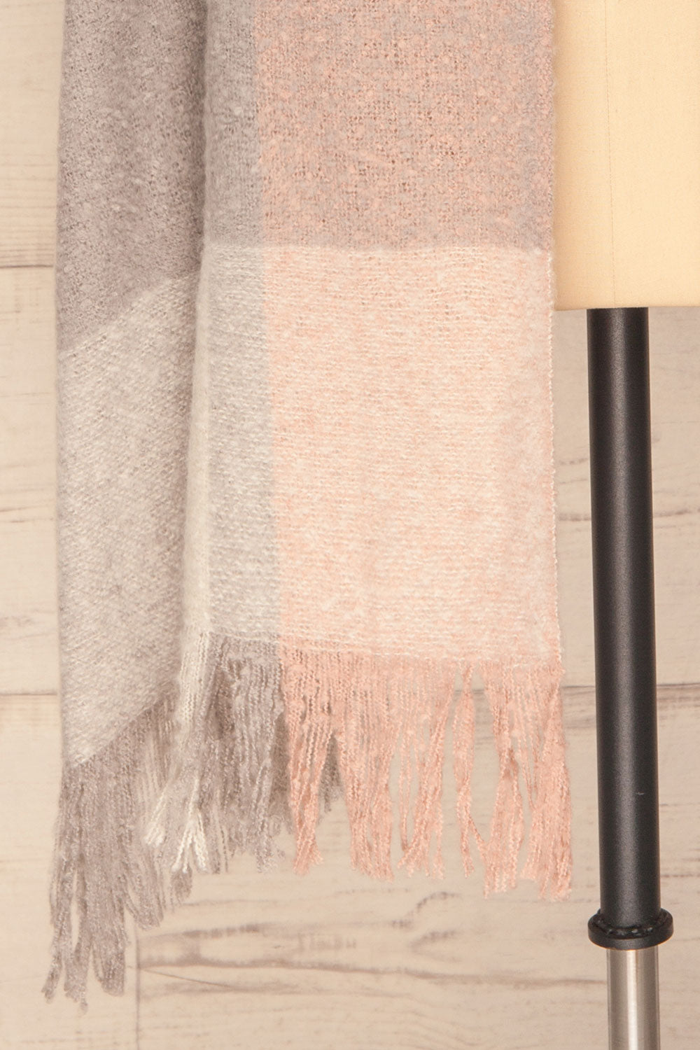 Falkenberg Grey & Pink Large Fuzzy Scarf | TEXTURE DETAIL | La Petite Garçonne