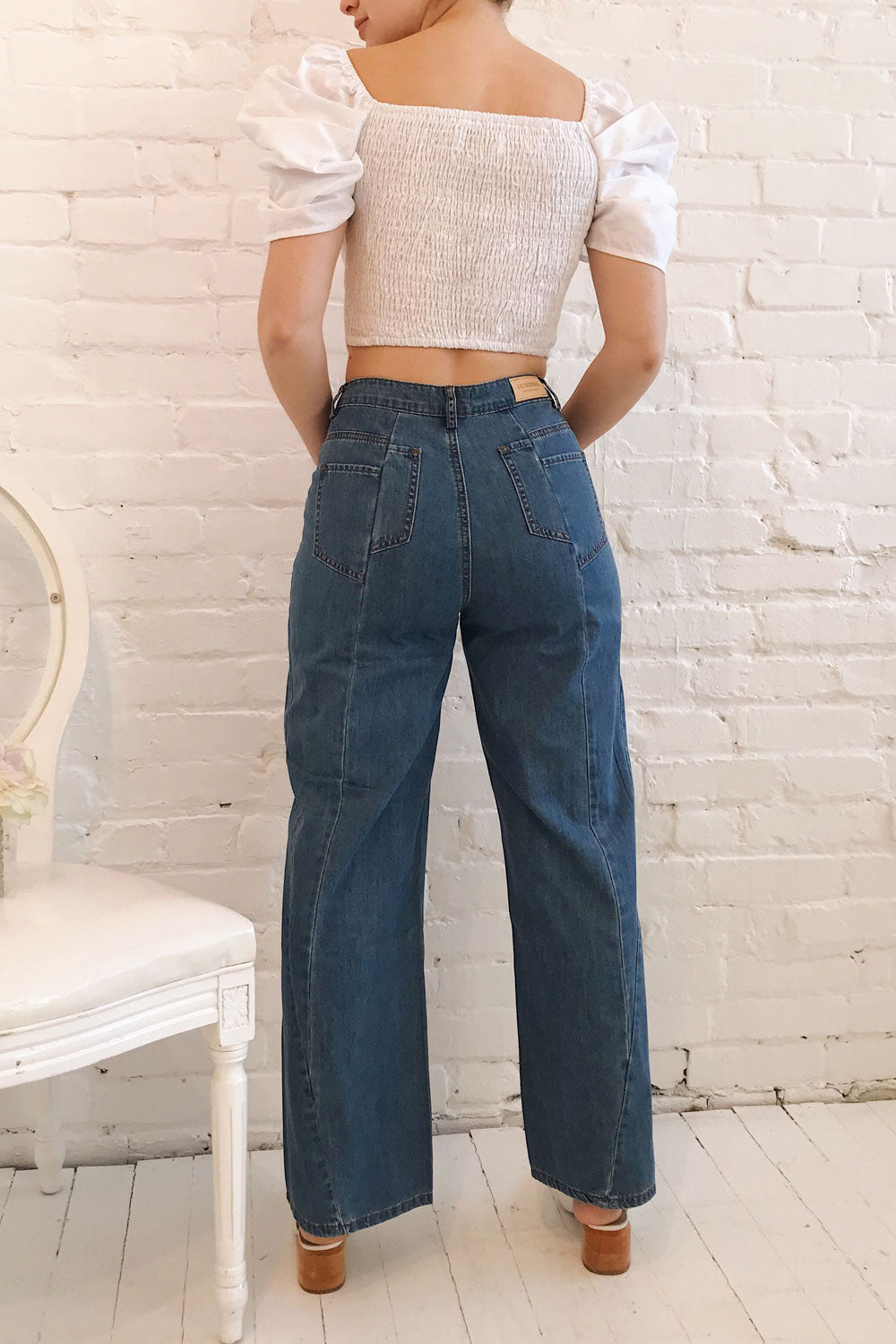 Estresmoz Blue Wide Leg Jeans | La petite garçonne model back