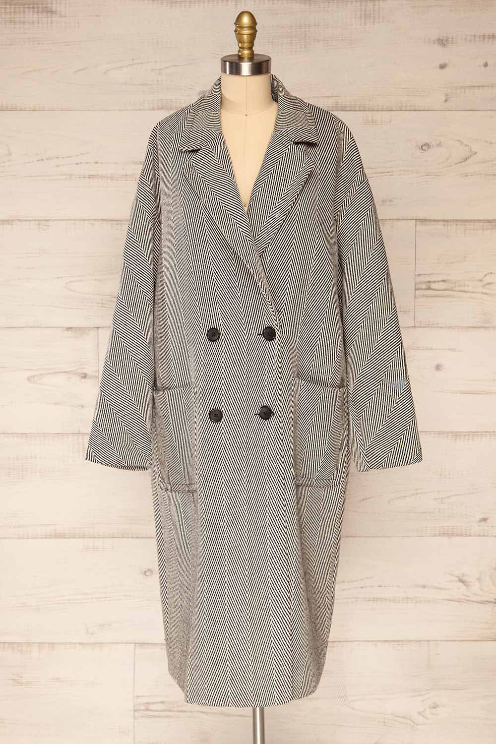 Fanghol Black Double-Breasted Felt Coat | La petite garçonne