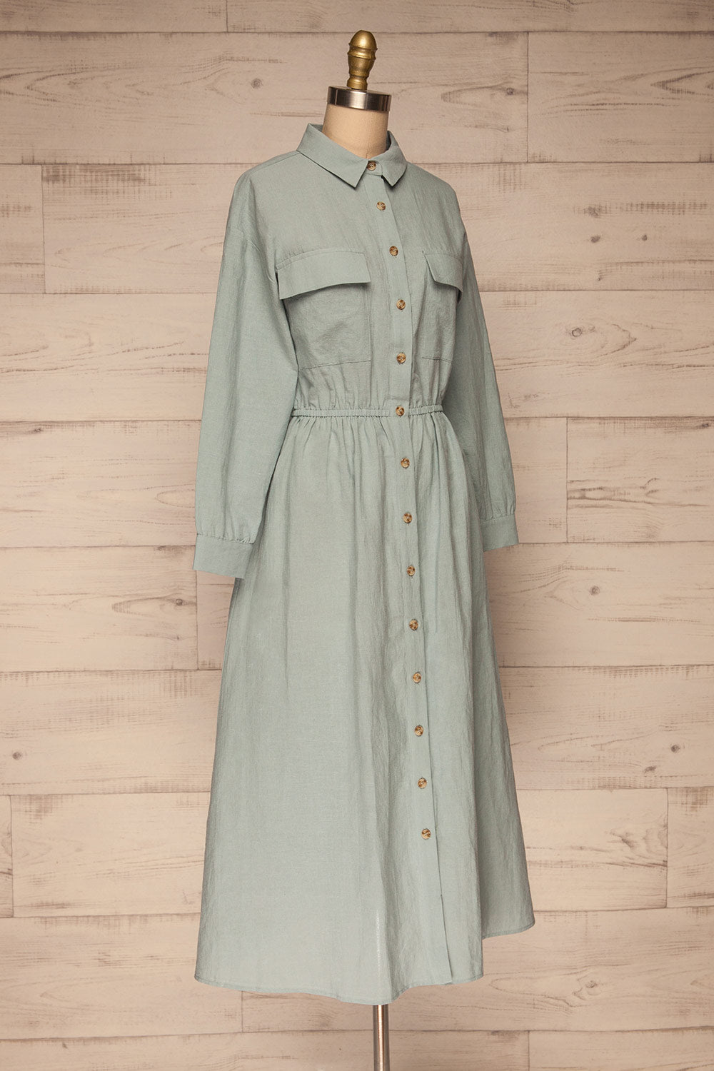Fargermoen Light Blue Midi Shirt Dress | La petite garçonne side view