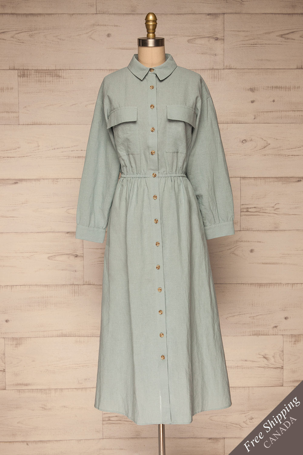 Fargermoen Light Blue Midi Shirt Dress | La petite garçonne front view