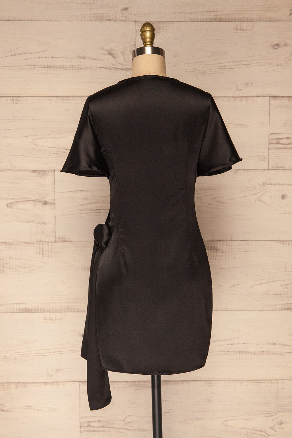 Fasano Black Short Silky Wrap Dress | La petite garçonne back view