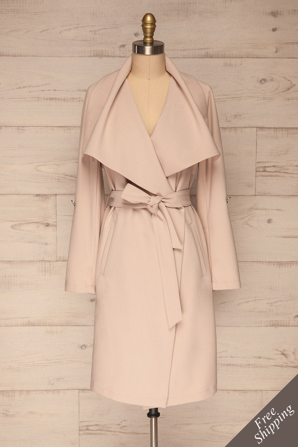 Faylinn Beige Oversized Collar Coat | La petite garçonne free shipping
