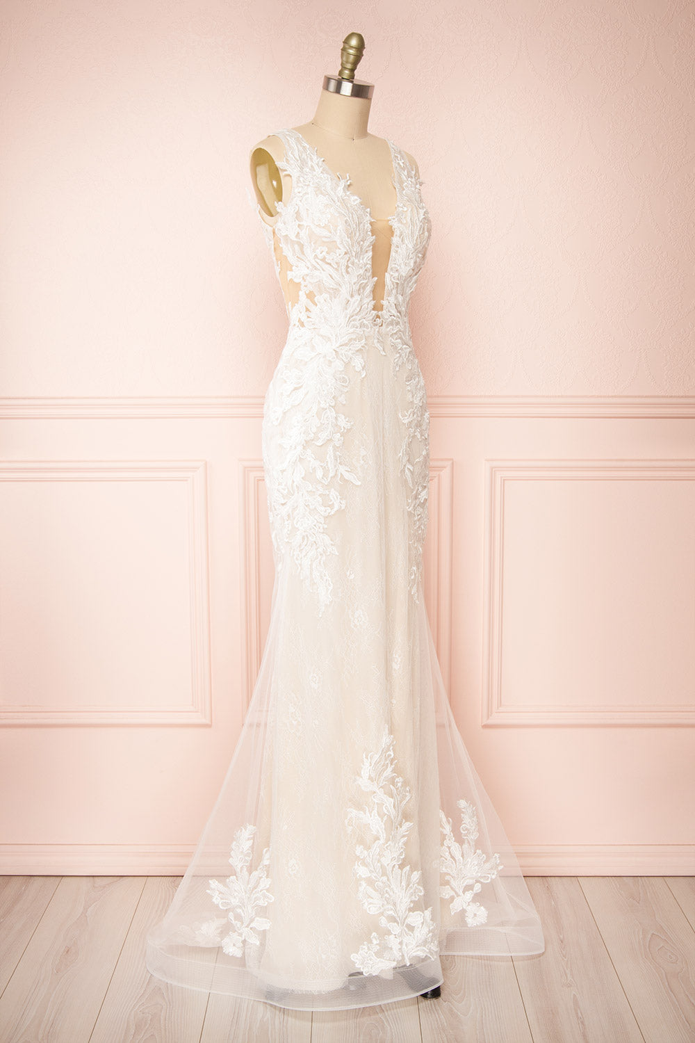 Felicia Floral Lace Maxi Bridal Gown | Boudoir 1861 side view