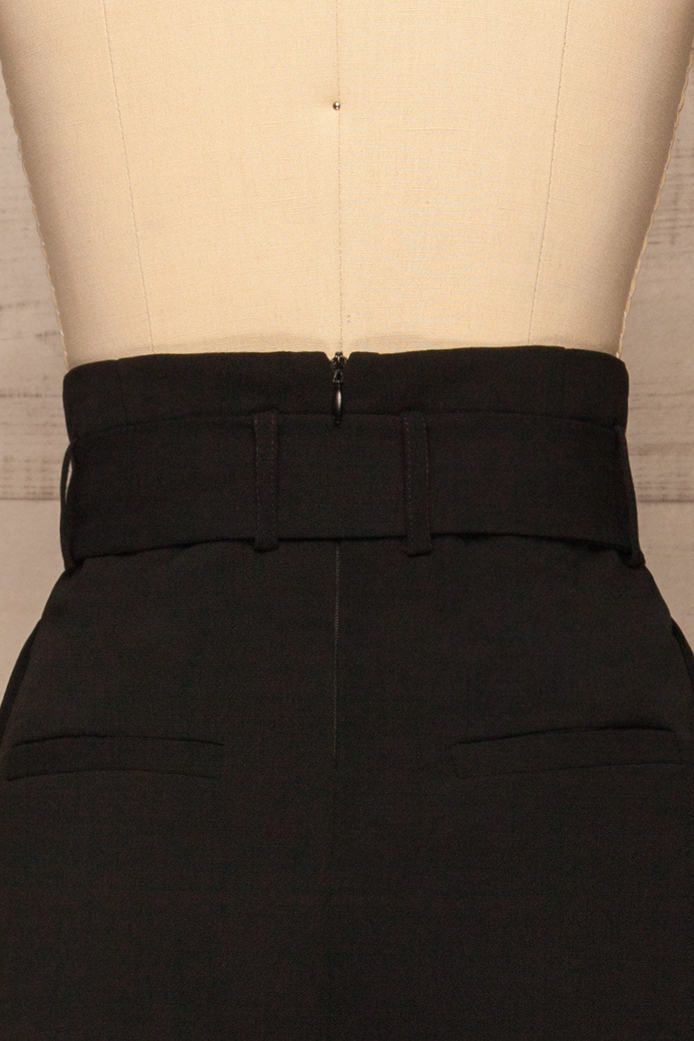 Ferentino Black Wide Leg Pants | Pantalon | La Petite Garçonne back close-up