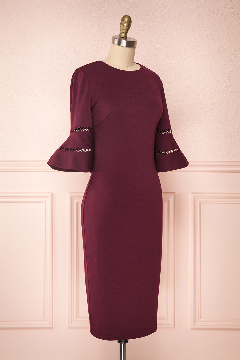 Filnio Burgundy Fitted Ted Baker Cocktail Dress | SIDE VIEW | Boutique 1861