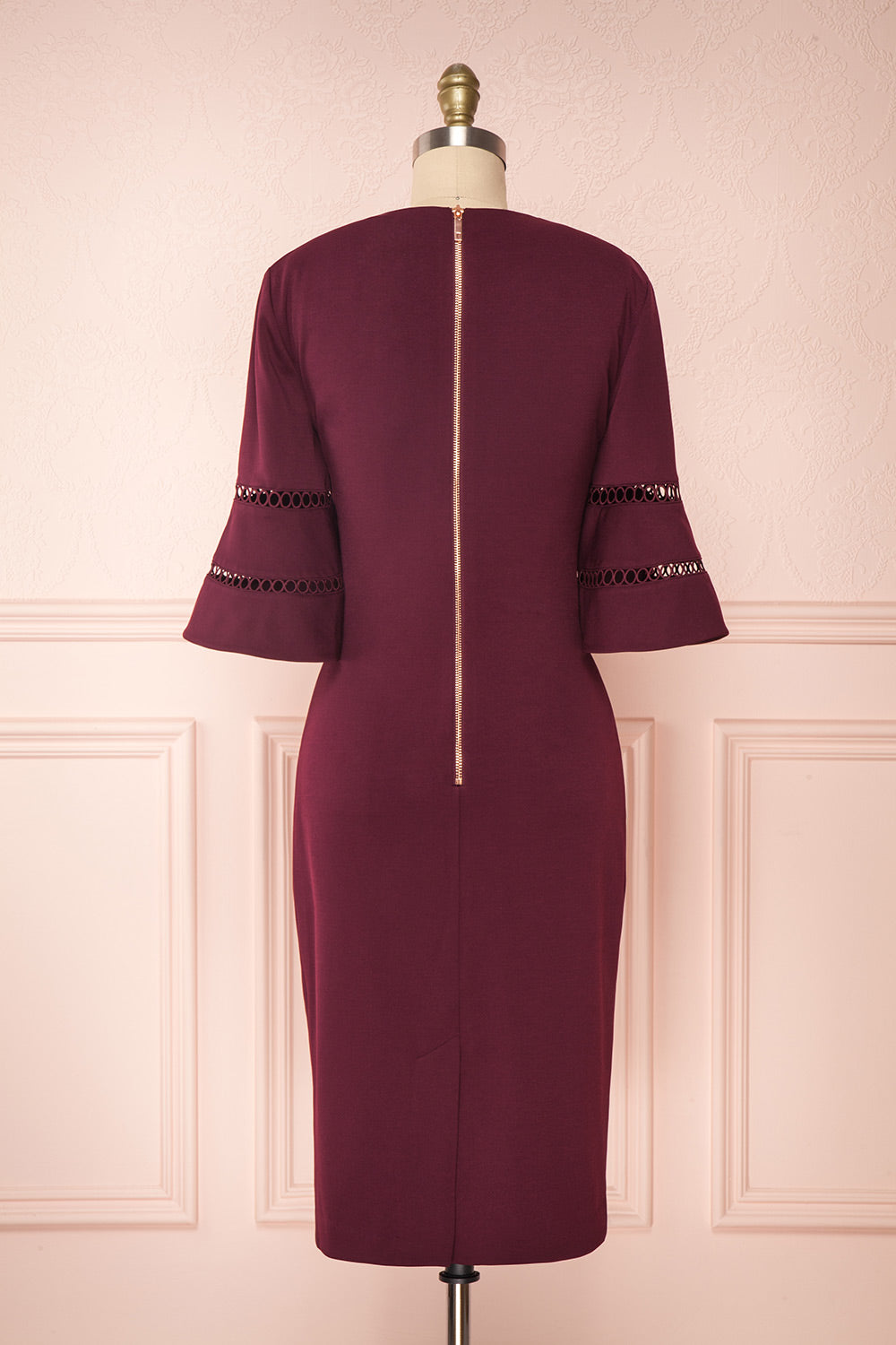 Filnio Burgundy Fitted Ted Baker Cocktail Dress | BACK VIEW | Boutique 1861