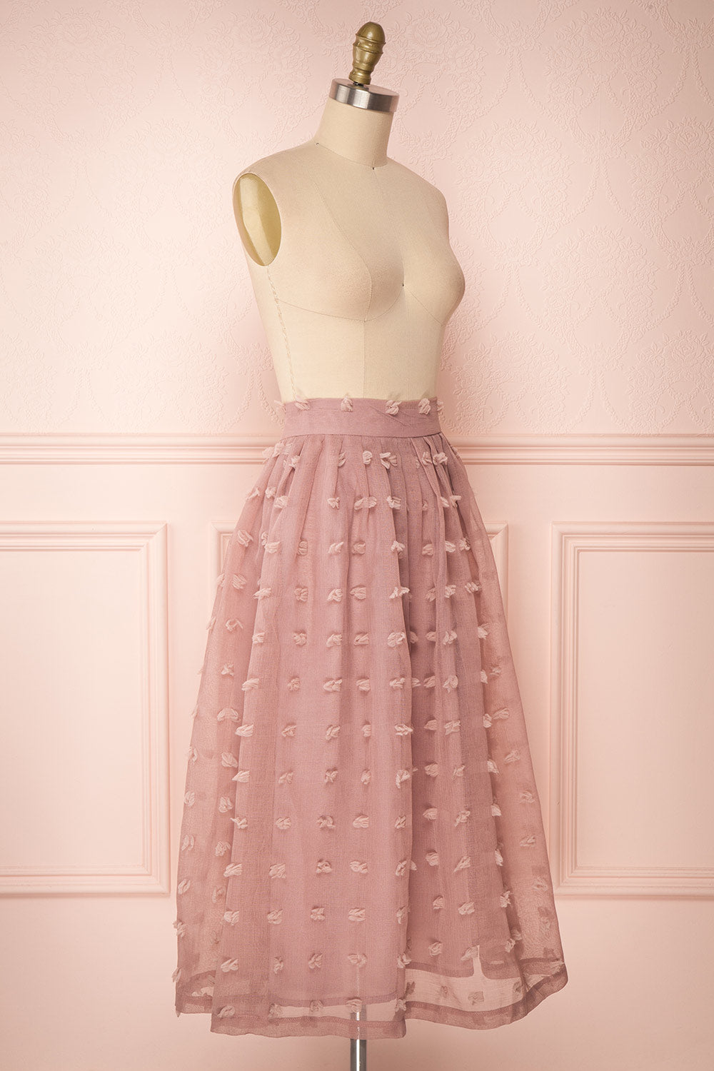 Flavie Rose Pink A-Line Skirt | Jupe Ligne A | Boutique 1861 side view