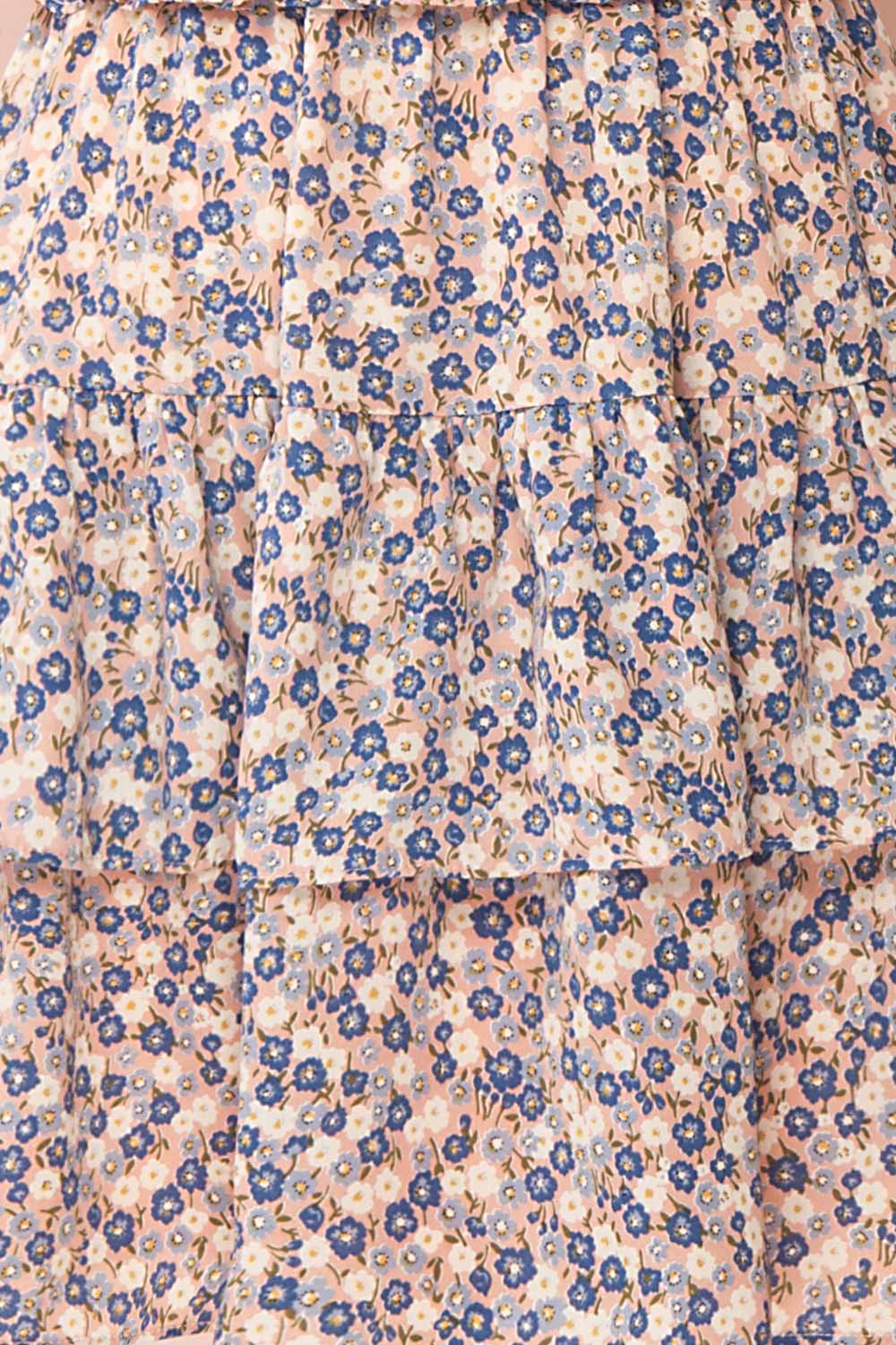 Florenza Short Pink Floral Ruffle Dress | Boutique 1861 details