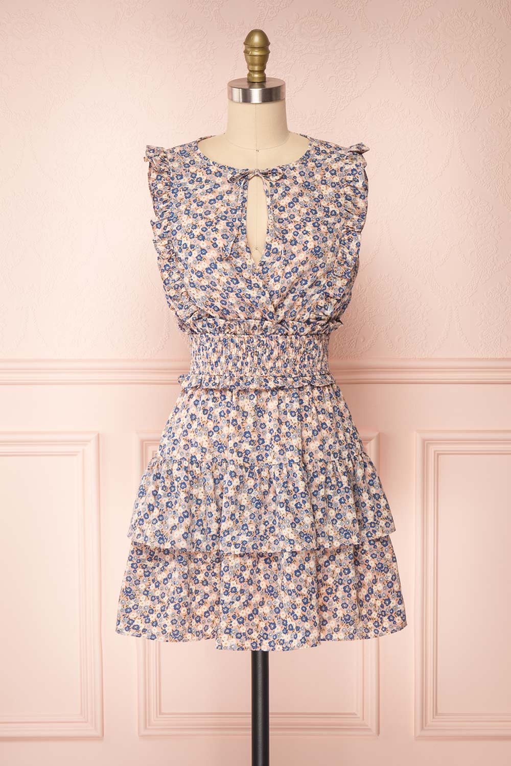 Florenza Short Pink Floral Ruffle Dress | Boutique 1861