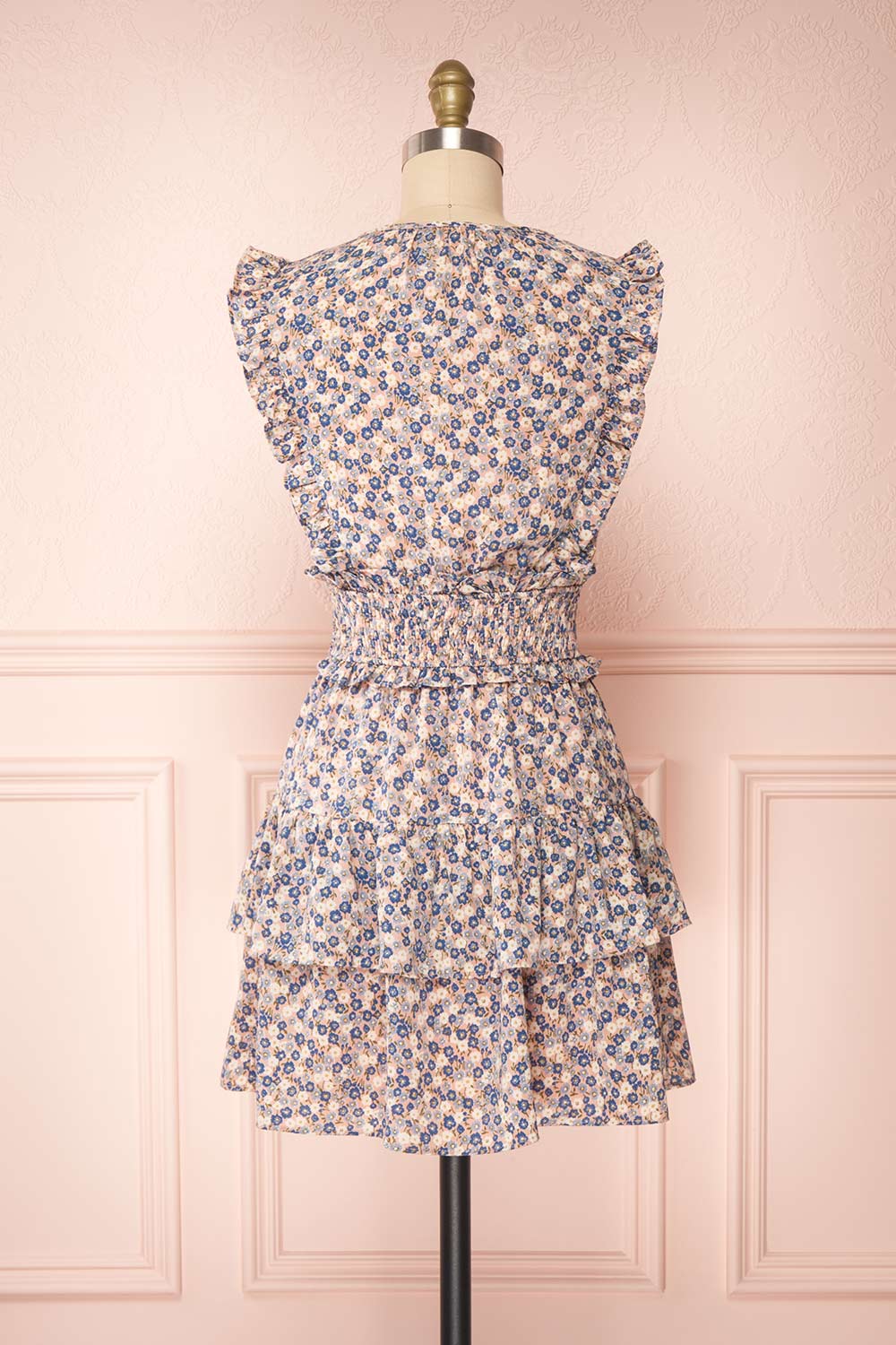 Florenza Short Pink Floral Ruffle Dress | Boutique 1861 back view