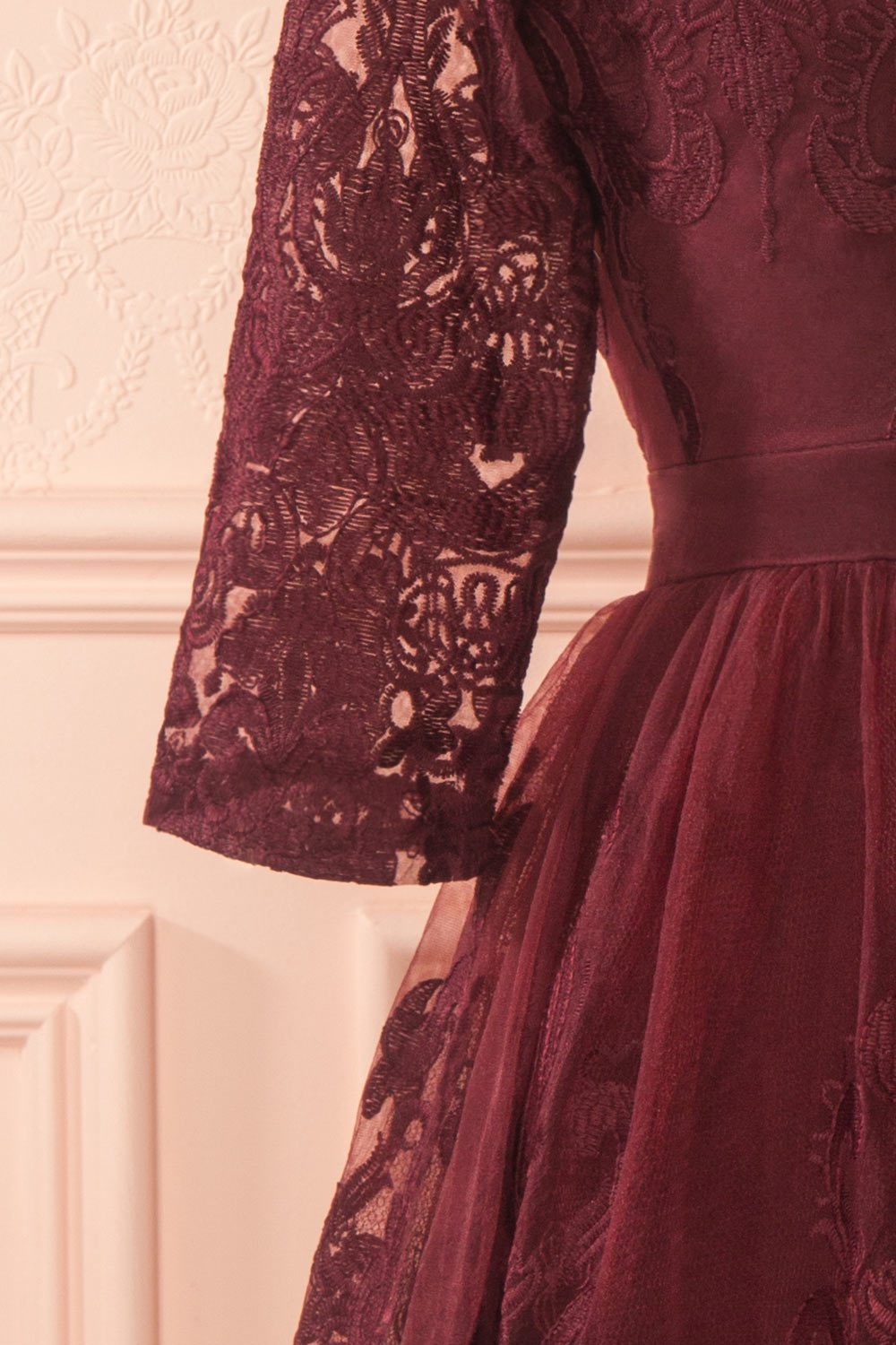 Fodla Burgundy Embroidered A-Line Dress | Boutique 1861
