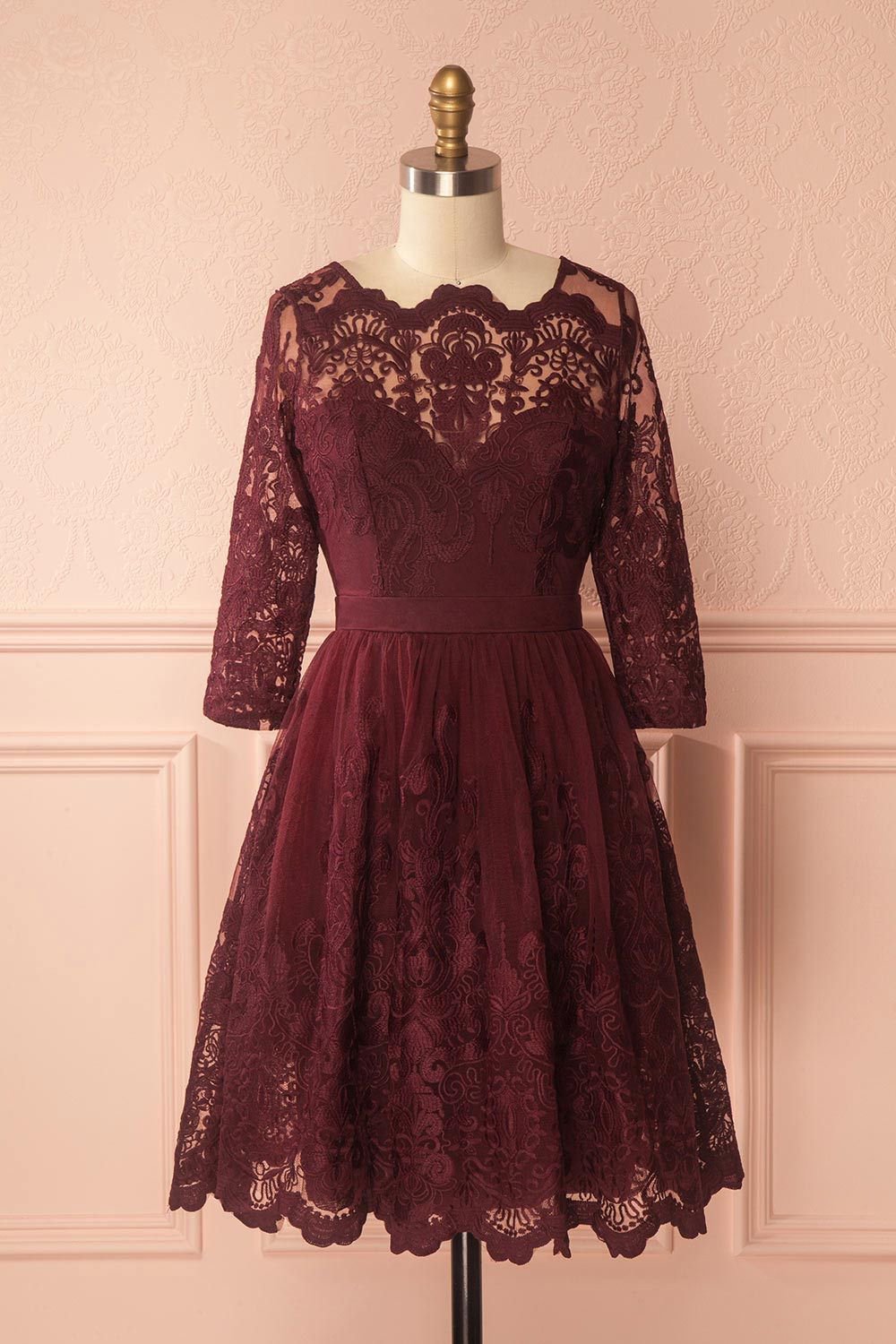 Fodla Burgundy Embroidered A-Line Dress | Boutique 1861
